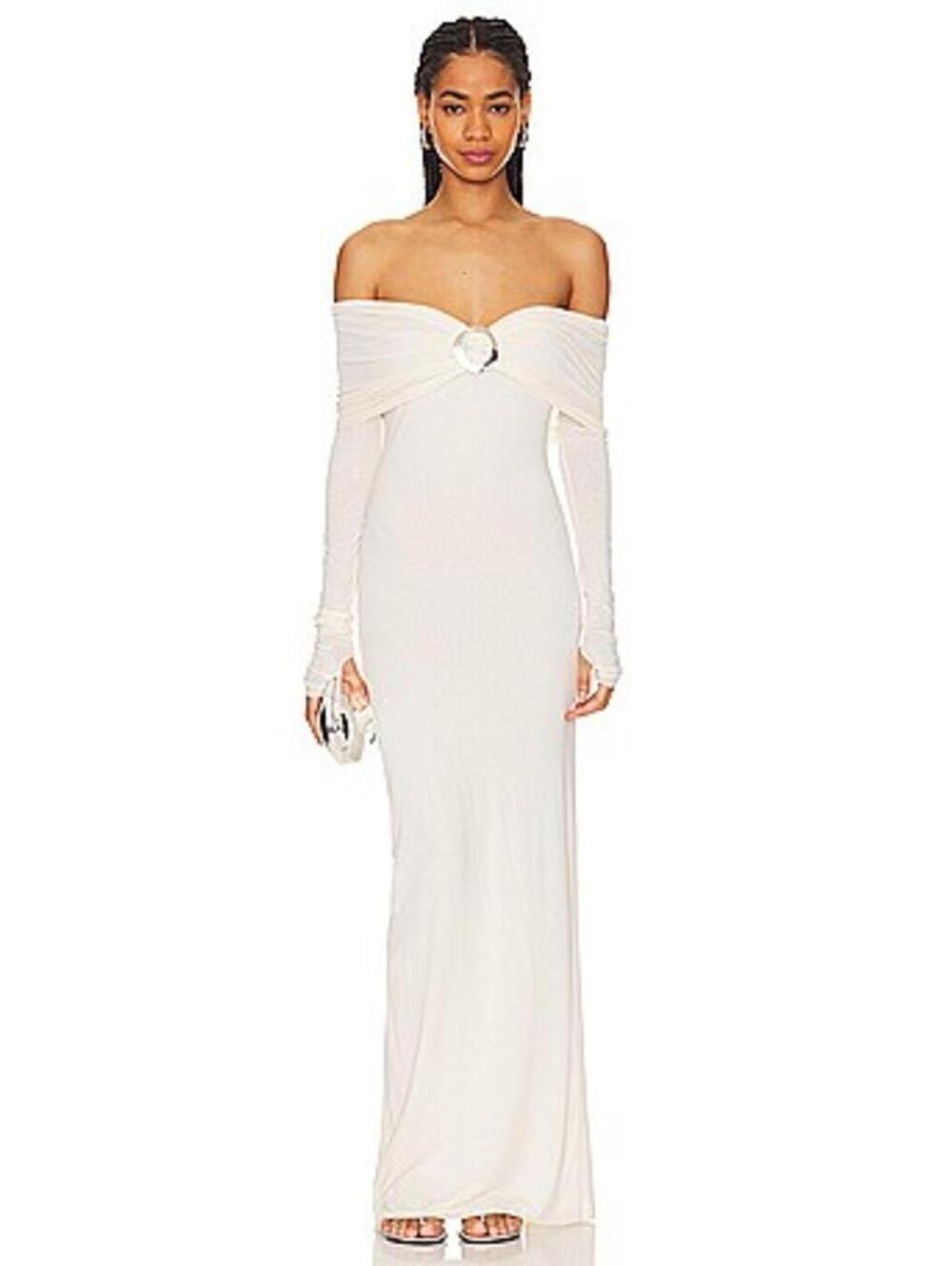 MANURI Amara Buckle Dress in White $834